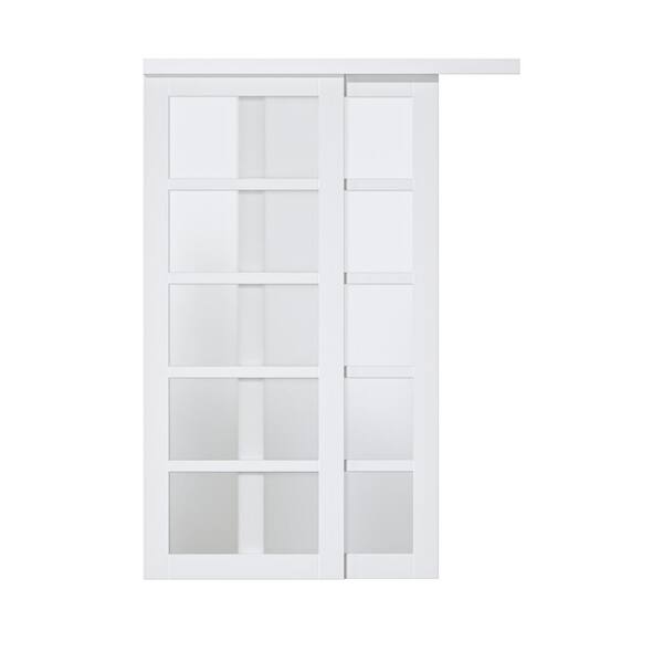 ARK DESIGN 72 In. X 80 In. 5 Lite Tempered Frosted Glass And White MDF ...