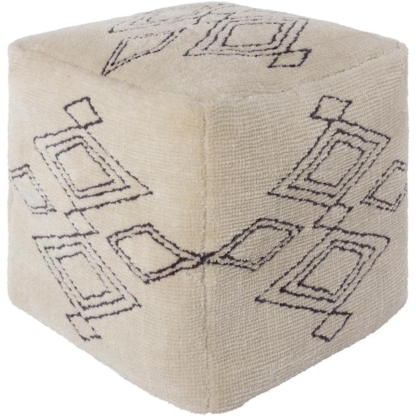 Livabliss Rohan Diamond Cream Acrylic Cube Accent Pouf