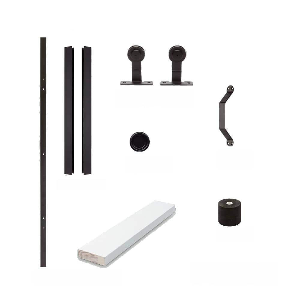 JELDWEN 72 in. DesignGlide Matte Black SoftClose Barn Door Sliding Door Hardware Kit