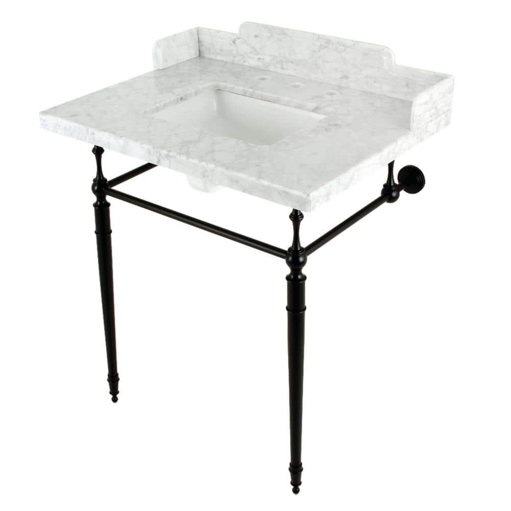 Fauceture 30 in. Marble Console Sink Set with Brass Legs in Marble White/Matte Black price history on PriceWatchPro