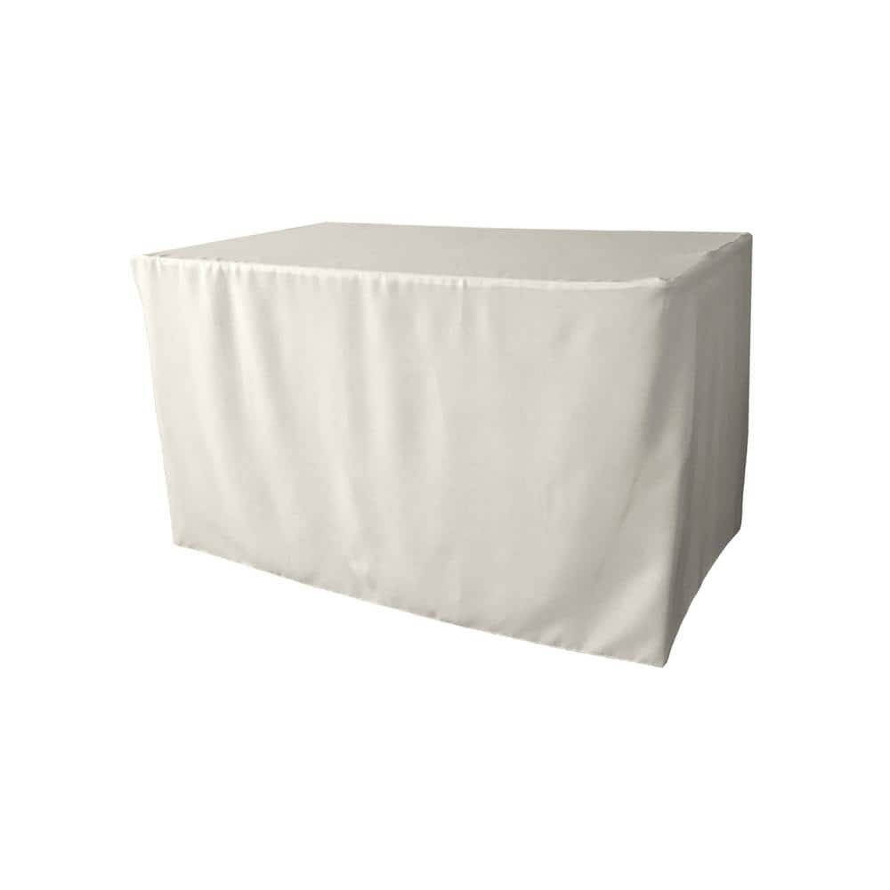 LA Linen 48 in. L x 24 in. W x 30 in. H White Polyester Poplin Fitted ...