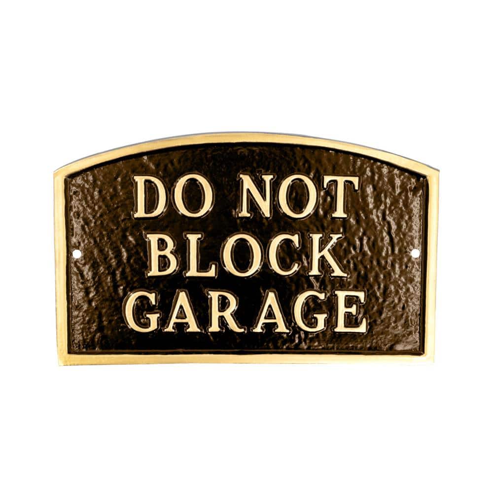 5.5 in. x 9 in. Small Arch Do Not Block Garage Statement Plaque Sign - Oil Rubbed/Gold product image for price tracking