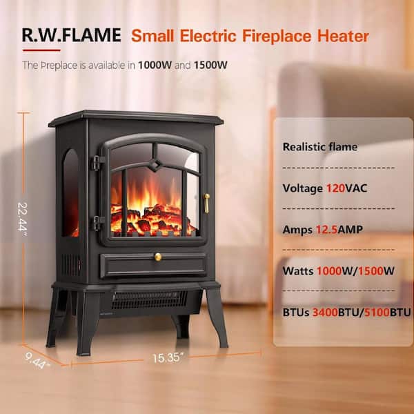 R.W.FLAME 15.35 in. Freestanding Electric Fireplace Stove Heater
