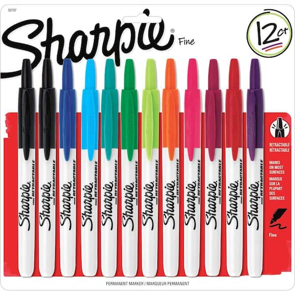 Sharpie Assorted Colors Retractable Fine Point Permanent Marker (12-Pack)