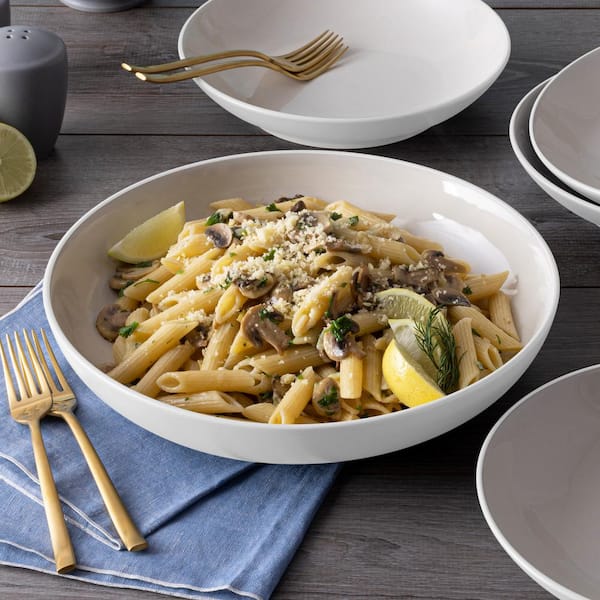 Colorwave White 10.75 in., 89.5 oz. (White) Stoneware Pasta Serving Bowl