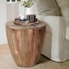 THE URBAN PORT Arthur 21 in. Brown Round Mango Wood Top Handcarved Distressed Side End Table with Distressed Details UPT-32183