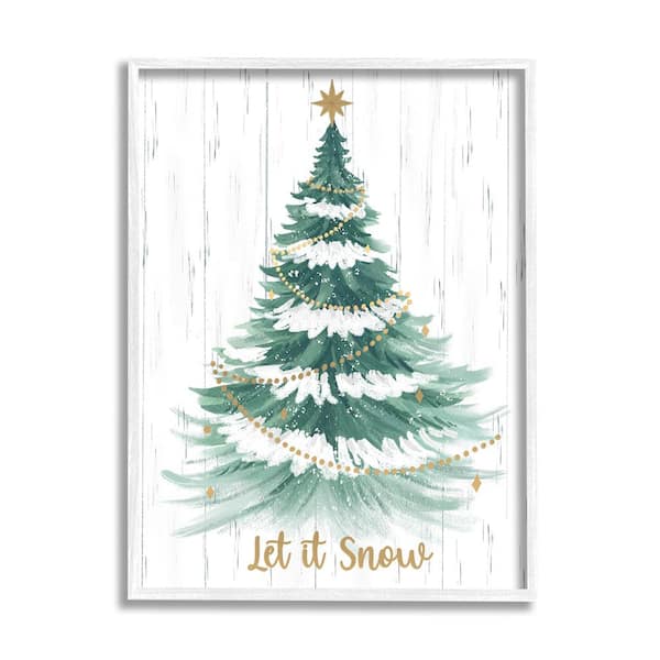 Stupell Industries Let it Snow Rustic Tree by Sharon Lee 1-Piece Framed Graphic Print Typography Poster Art Print 30 in. x 24 in.