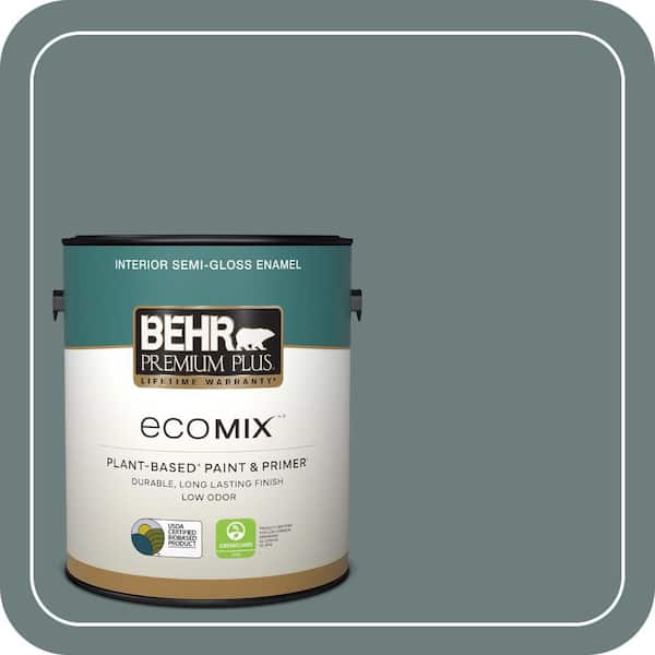 1 gal. #N440-5 Coney Island Semi-Gloss Enamel EcoMix Plant-Based Interior Paint & Primer
