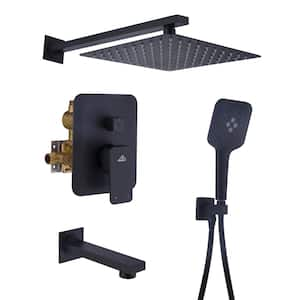 3-Spray Patterns with 9.8 in. Tub Wall Mount Dual Shower Heads in Spot Resist Matte Black