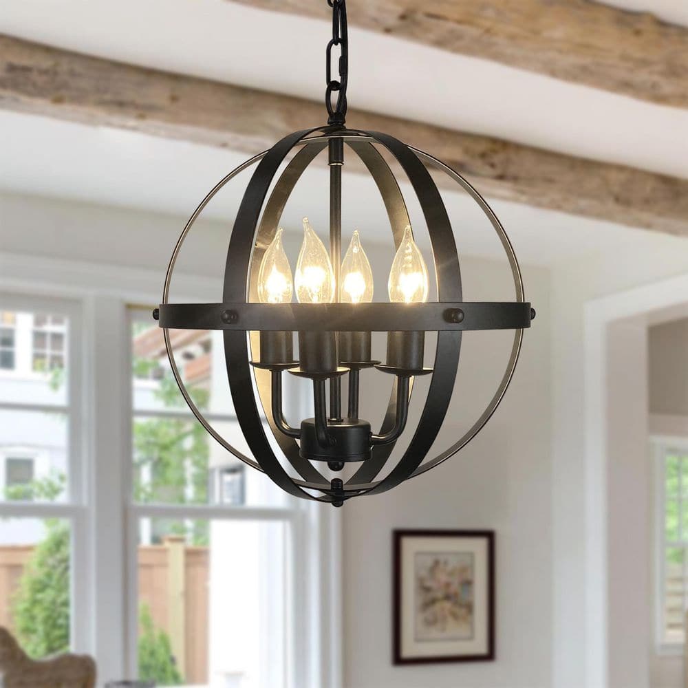 TinHon 8-Light Black Orb Chandelier