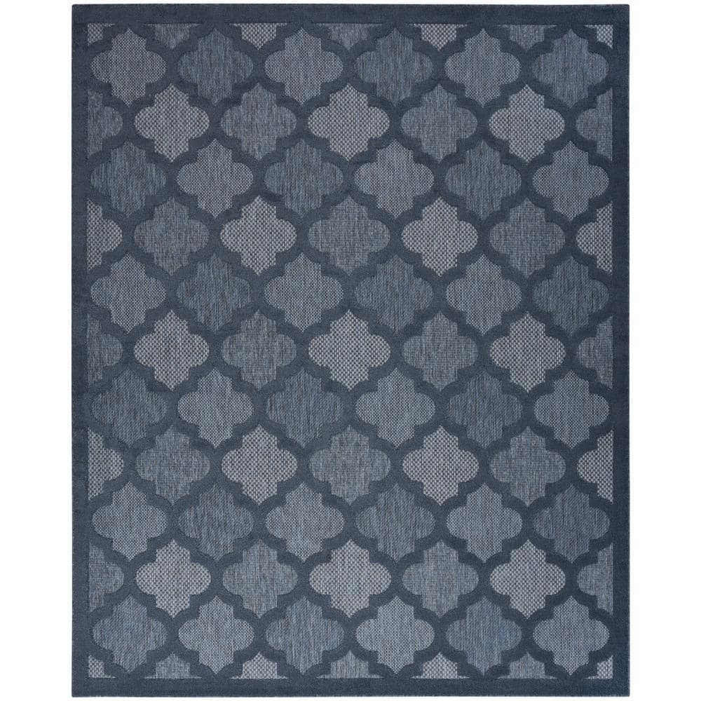 Nourison Easy Care Navy Blue 8 ft. x 10 ft. Geometric Contemporary ...