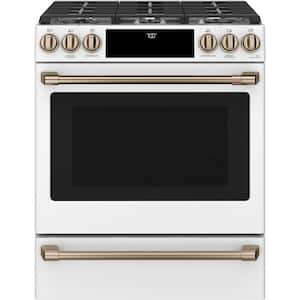 30 in. 5.6 cu. ft. Smart Gas Range with Self-Clean Oven in Matte White, Fingerprint Resistant