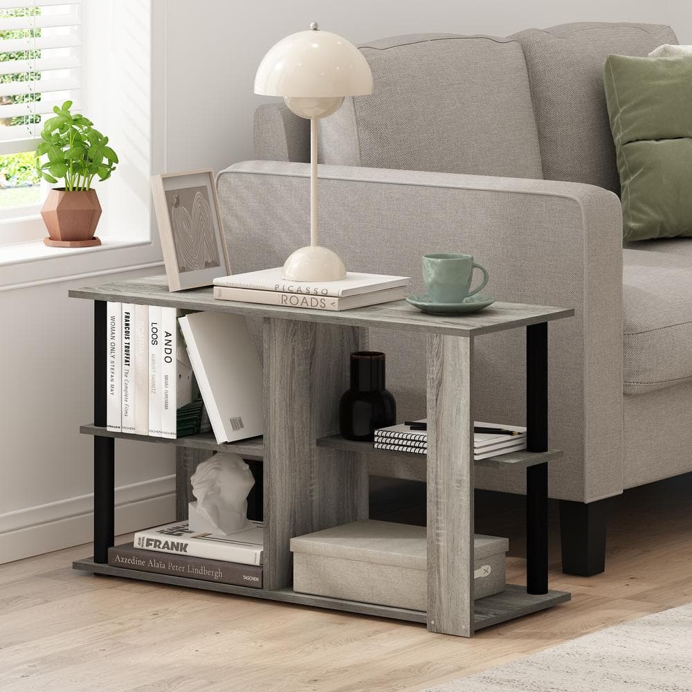 French Oak & Black Rectangular Coffee Table with Storage