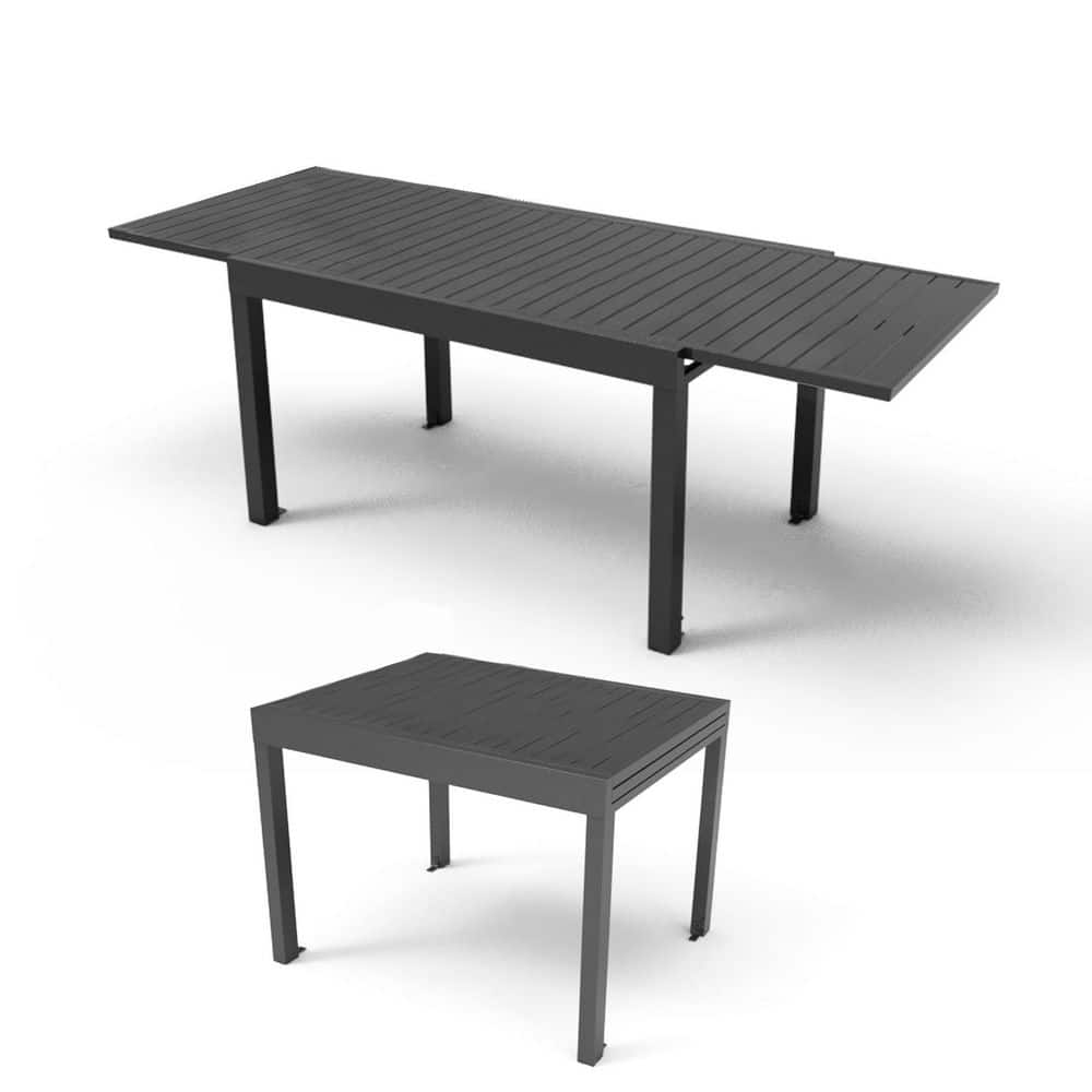 70.8 in. Gray Metal Rectangle Patio Garden Outdoor Coffee Dining Table with