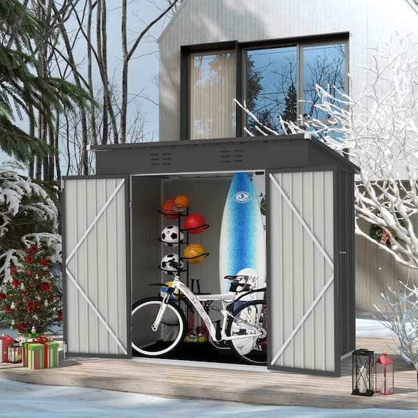 BTMWAY Dark Gray Upgrade 6 ft. W x 4 ft. D Galvanized Steel