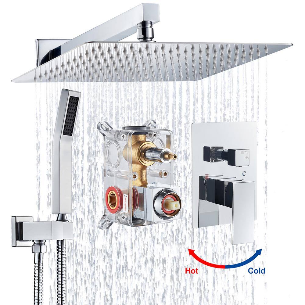 Heemli Rainfall Single Handle 1Spray Square 12 in. Shower Faucets 1.8