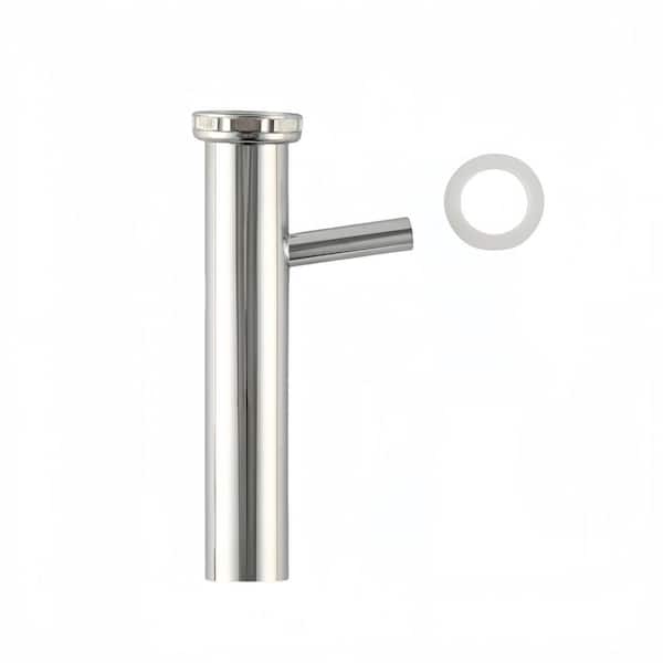 1-1/2in. x 8in. 24-Gauge Chrome-Plated Brass Slip-Joint Sink Drain Tailpiece Extension Tube with Hi-Line Branch-DB