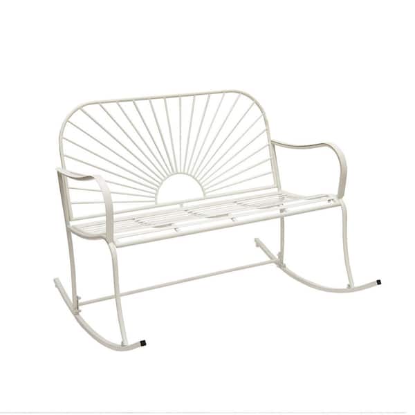 Sun Pattern Series 44.5 in. 2-Person White Metal Outdoor Glider Bench