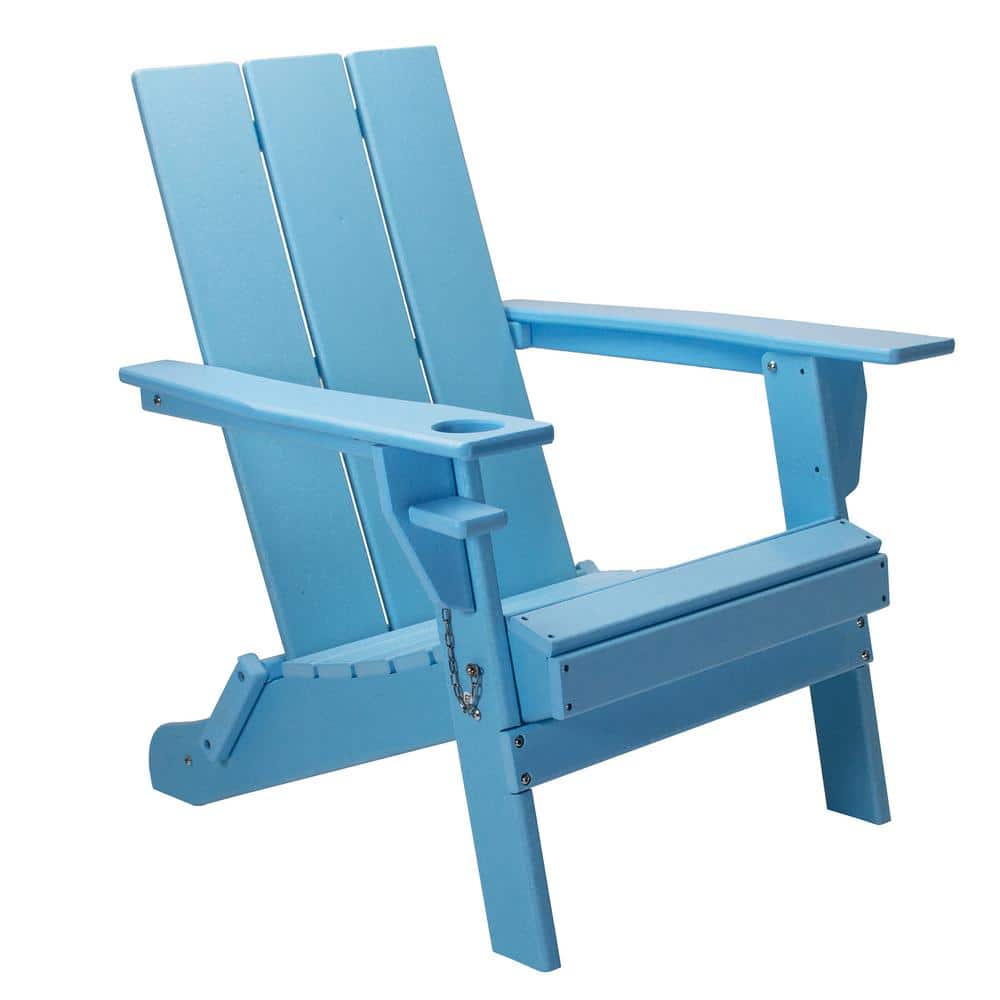 Resin TEAK Modern Folding HDPE Plastic Adirondack chair with Cup Holder
