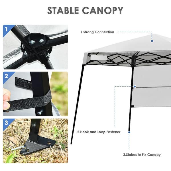 7 ft. x 7 ft. Gray Sland Adjustable Portable Canopy Tent with Backpack
