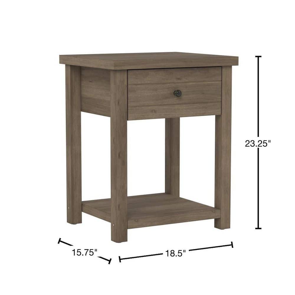 Knotty Gray Oak Rectangular Accent Table with Storage