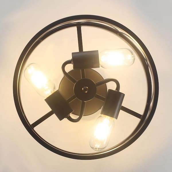 ADSENSTY 12.6 in. 3-Light Black Semi Flush Mount Ceiling Light