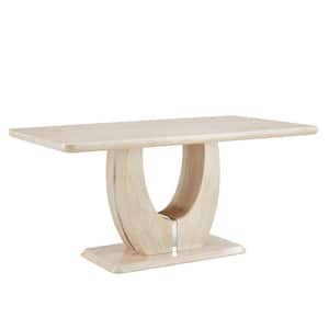 Modern Rectangle Yellow Faux Marble in. Pedestal Dining Table Seats for 6 (63.00 in. L x 30.00 in. H)
