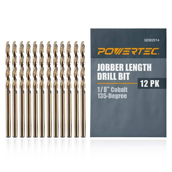 POWERTEC 1/8 in. 135° M35 Cobalt Jobber Length Drill Bit Set (12-Pack)