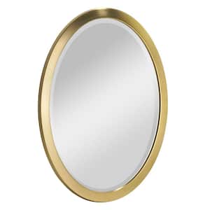 29 in. W x 23 in. H Oval Metal Brushed Gold Framed Bathroom Mirror, Accent Wall Vanity Mirror