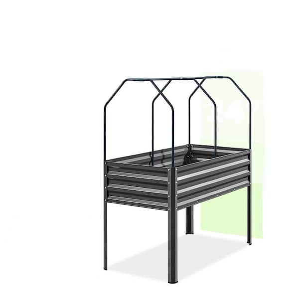 Unbranded 47.2 in. L x 23.6 in. W x 56.3 in. H Large Raised Garden Bed Elevated Planter- Dark Grey