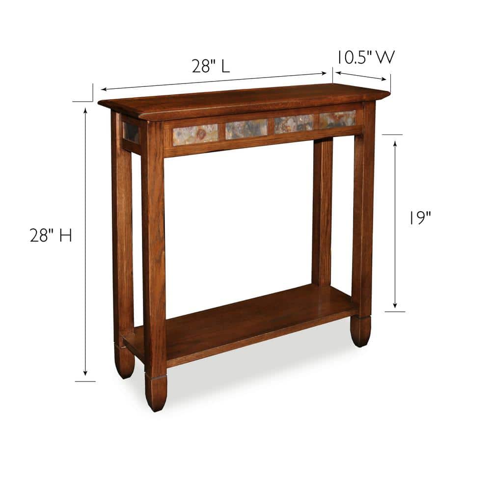 Rustic Oak and Slate Hall Console Table with Shelf