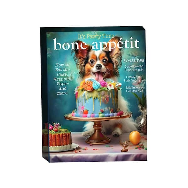 VENICE BEACH Collections Bone Appetit Magazine Cover Parody with Papillon by Grotto Studios Unframed Graphic Print Animal 24 in. x 18 in.