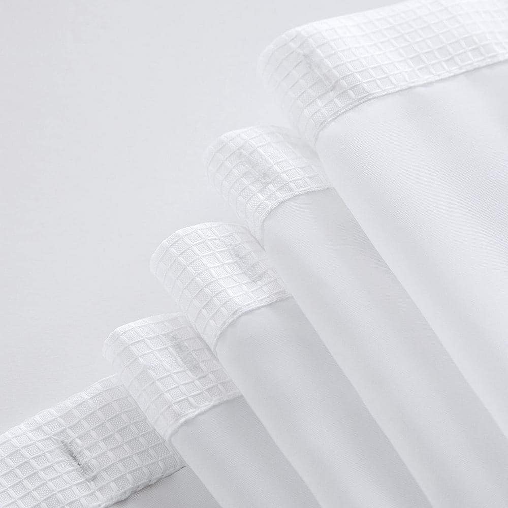 White Waffle Weave Fabric Shower Curtain with Detachable Liner