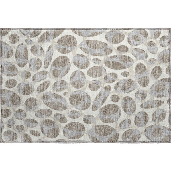 Mayfield Premium Machine Washable Abstract AMF2536 Taupe 2 ft. x 3 ft. Accent Rug