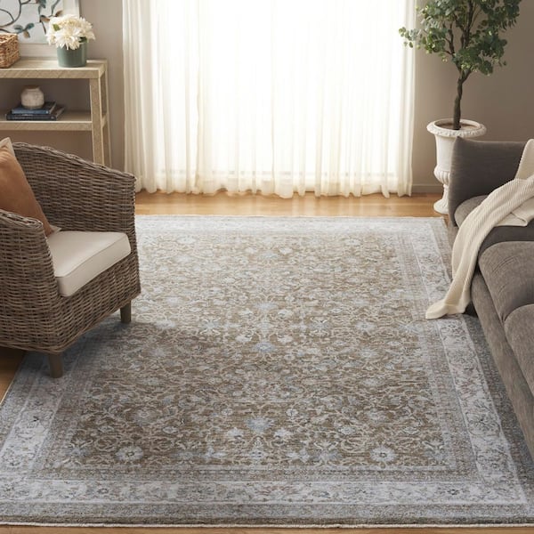 SAFAVIEH April 8 ft. x 10 ft. Ivory/Green Floral Oriental Area Rug