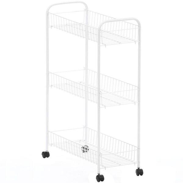 Whitmor Collection 21.75 in. x 30.625 in. Wire Slim Household Cart in White