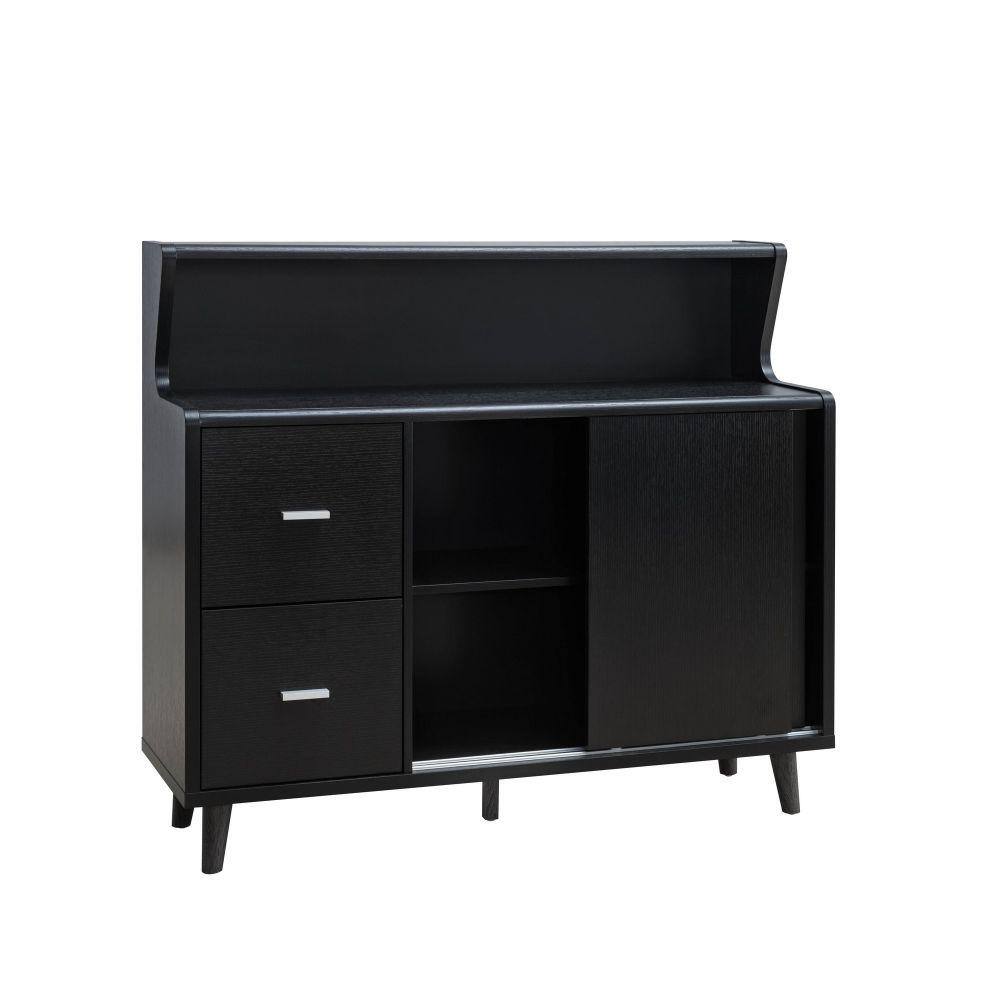 Benjara Black Wood Top 47.25 in. Sideboard with 2 Drawers, Shelves