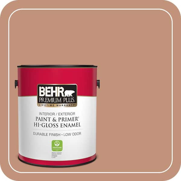 BEHR PREMIUM PLUS 1 gal. #ICC-101 Florentine Clay Hi-Gloss Enamel Interior/Exterior Paint & Primer