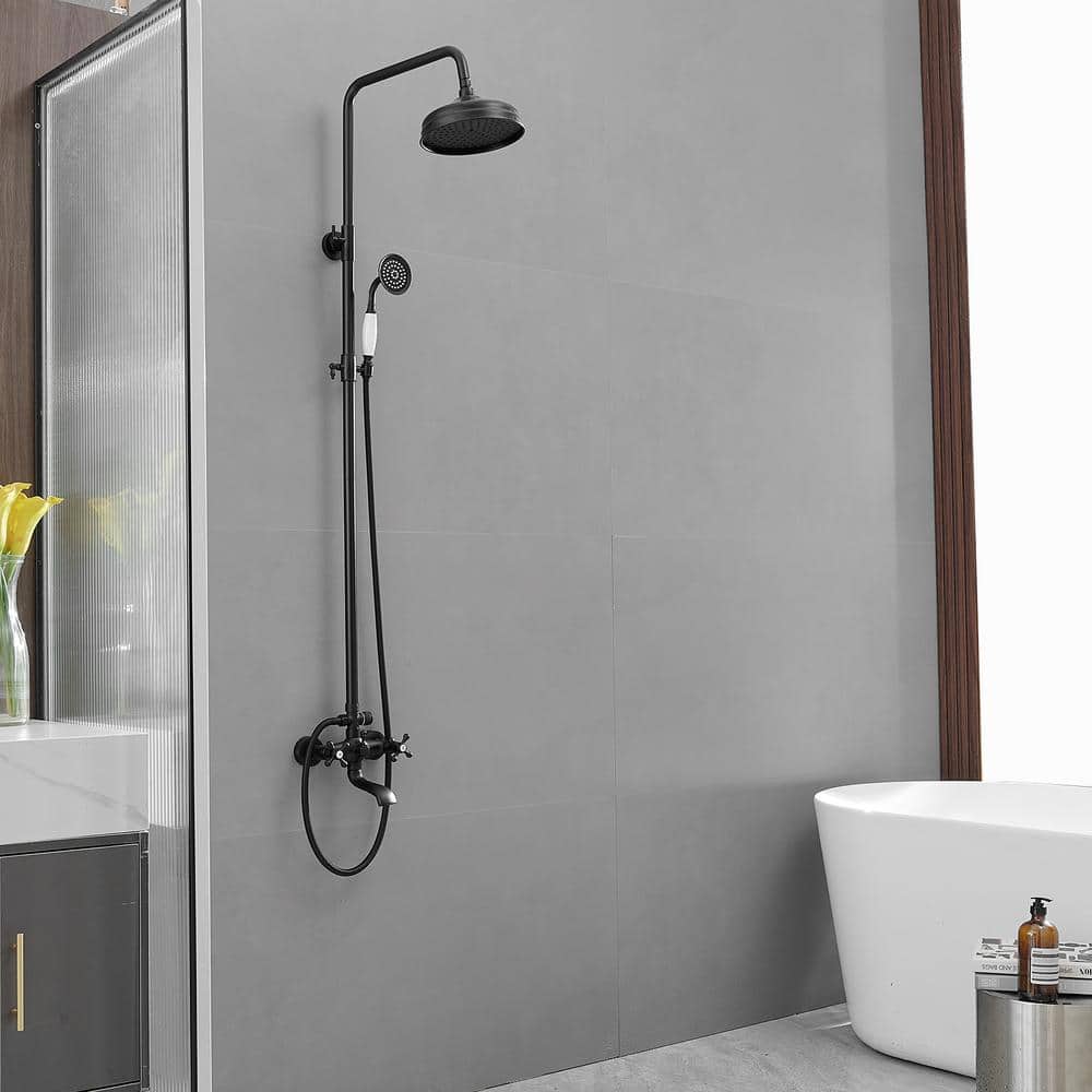 Matte Black Adjustable Height Dual Shower Head System