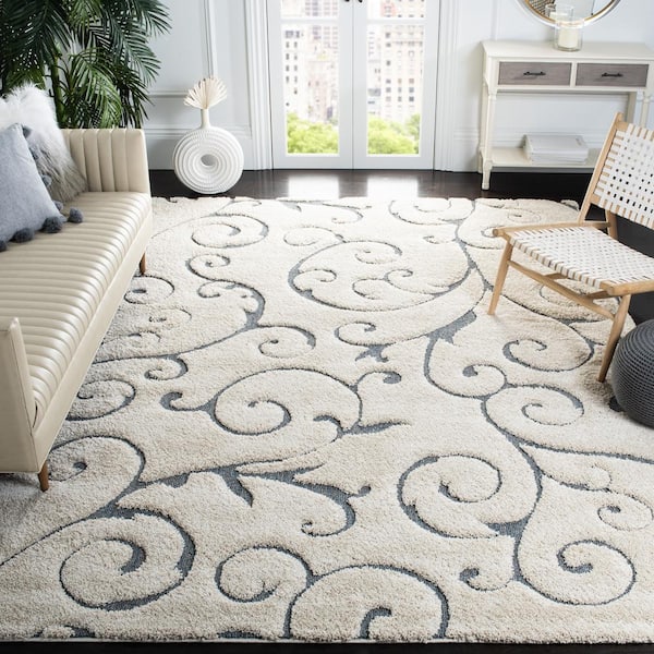 Florida 10 ft. x 13 ft. Beige/Blue Gray Arabesque Area Rug