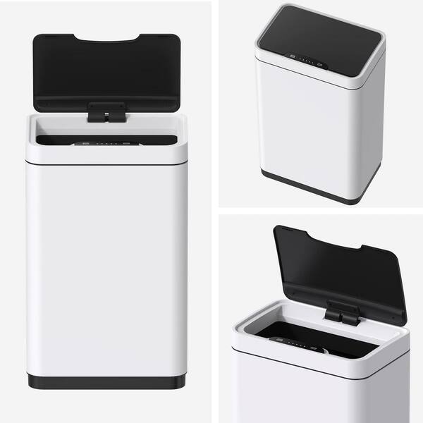 ITOPFOX Smart 15.3 Gal. Classic White Metal Household Trash Can