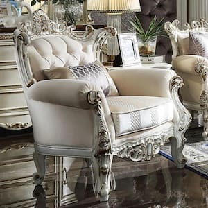 Picardy II Fabric and Antique Pearl Fabric Arm Chair Set of