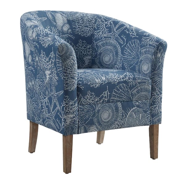 Linon Home Decor Primm Denim Club Chair with Swirling Shell ...