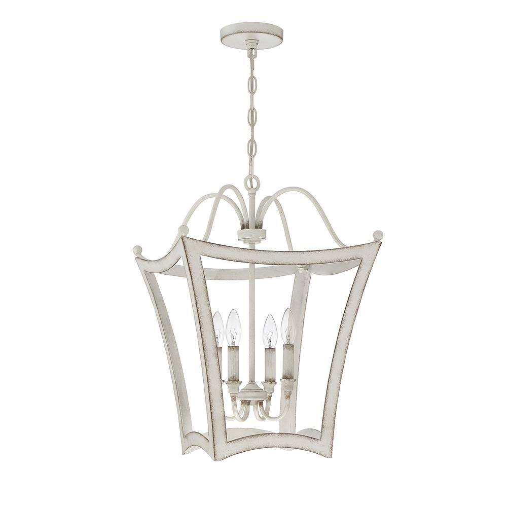 Antique White Glass 4-Light Indoor/Outdoor Chandelier