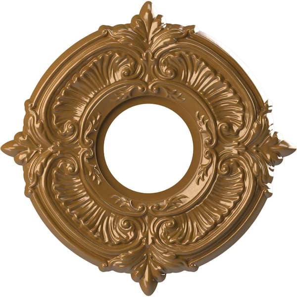 Ekena Millwork 10 in. O.D. x 3-1/2 in. I.D. x 3/4 in. P Attica Thermoformed PVC Ceiling Medallion, Universal Aged Metallic Vintage Gold
