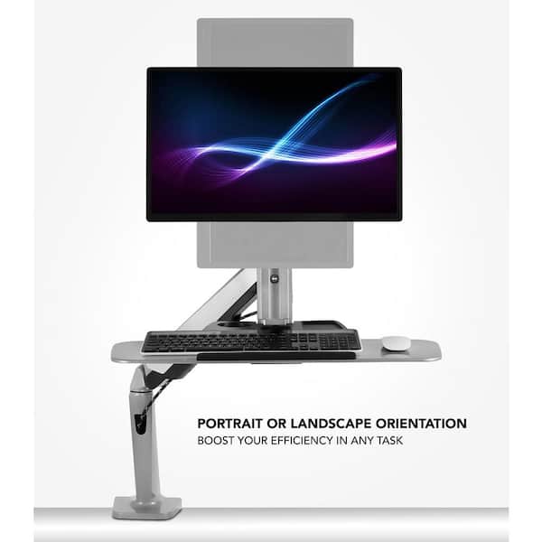 mount-it! 26 in. Silver Workstation for Monitor, Keyboard, Height Adjustable Standing Desk Mount w/Monitor Mount and Keyboard Tray