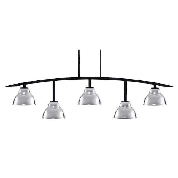 Unbranded Siena 5-Light Matte Black Billiard-Light with Chrome Metal Shades
