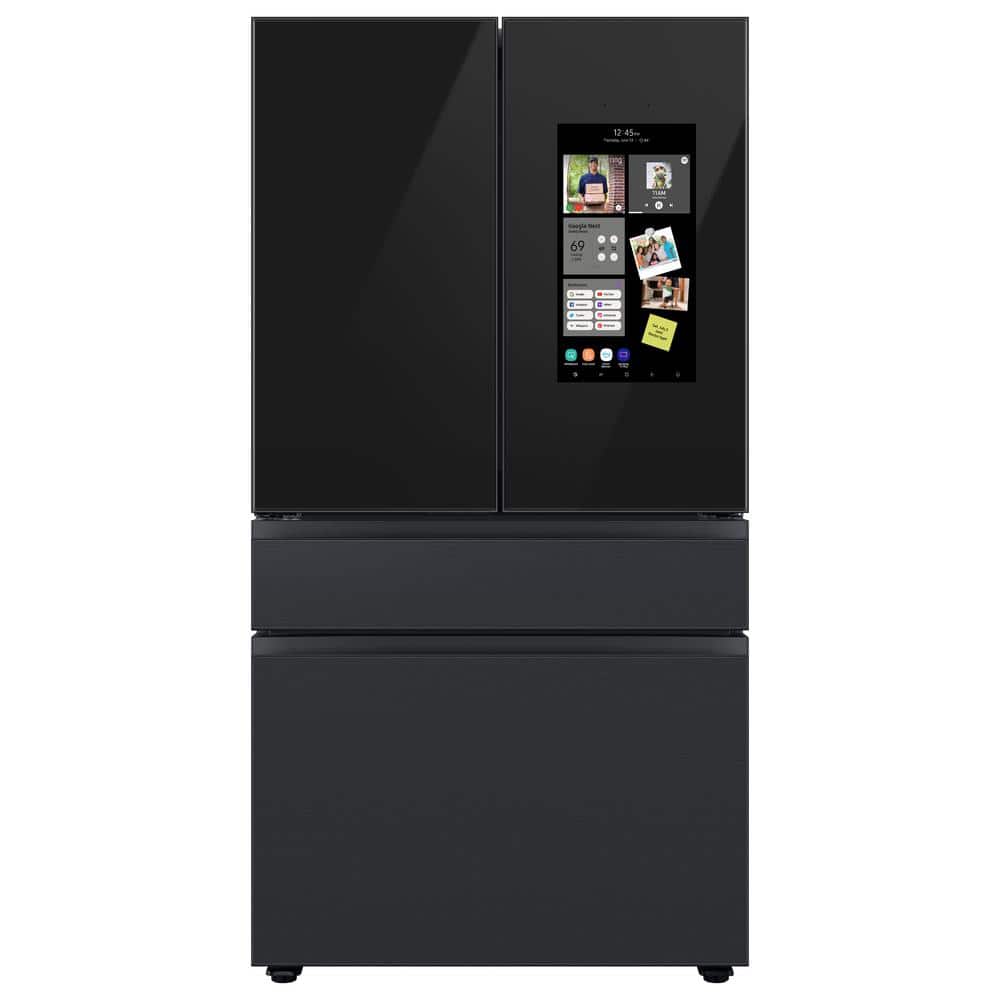 Samsung Bespoke 23 cu. ft. 4-Door French Door Smart Refrigerator with Family Hub in Charcoal Glass/Matte Black, Counter Depth, Charcoal Glass/Matte Black Steel