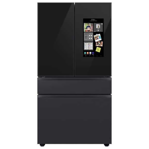 Samsung Bespoke 23 cu. ft. 4-Door French Door Smart Refrigerator with Family Hub in Charcoal Glass/Matte Black, Counter Depth