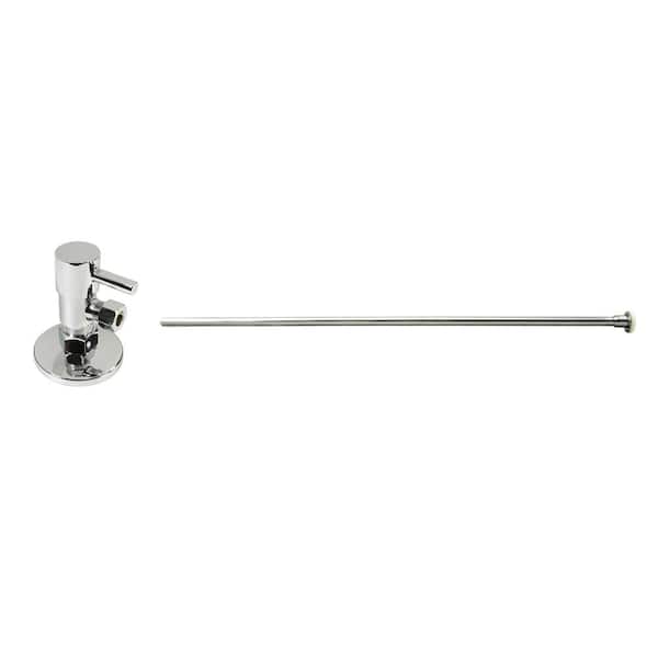Westbrass 5/8 in. x 3/8 in. OD x 20 in. Flat Head Toilet Supply Line Kit with Round Handle 1/4-Turn Angle Stop, Polished Nickel